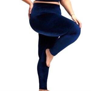 NWT Fabletics Emma Velour Leggings Plus SZ 2X Blue Tall